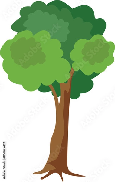 Obraz Drawing green tree isolated on white background. Vector Illustration.
