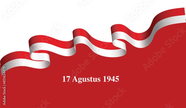 Obraz Red And White Indonesian Flag Corner,Vector illustration Indonesia Independence day banner or poster