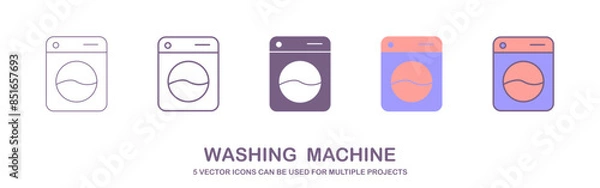 Obraz Dark purple Washer icon isolated on white background. Washing machine icon. Clothes washer - laundry machine. Home appliance symbol. Set icons colorful. Vector