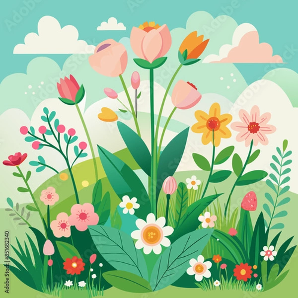 Obraz Green leaves and raindrops