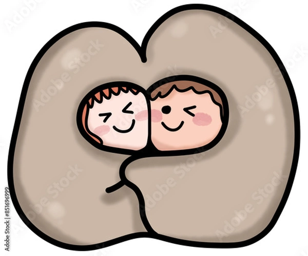 Fototapeta Couple hugging inside blanket