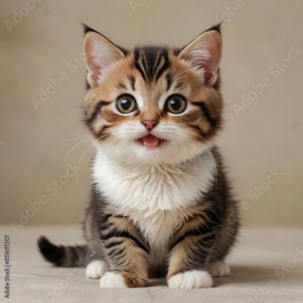 Obraz A cute cat is sitting relaxed facing forward