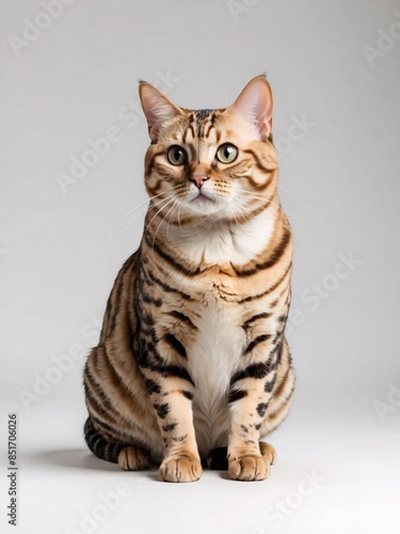 Obraz A Stunning Bengal Cat Sitting Gracefully