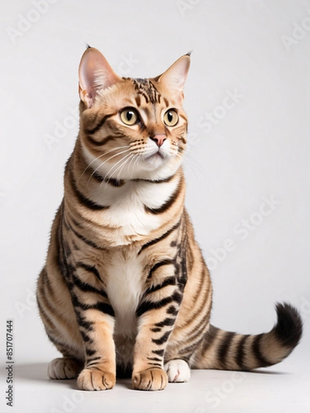 Obraz Striped Tabby Cat Posing on White Background