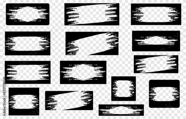 Fototapeta Set of black grunge tickets, label template, scratch tags, frame with grunge design, vector.