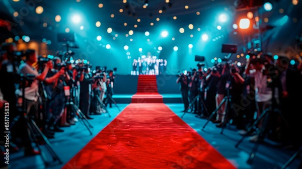 Obraz Red carpet on music festival, indoor stage