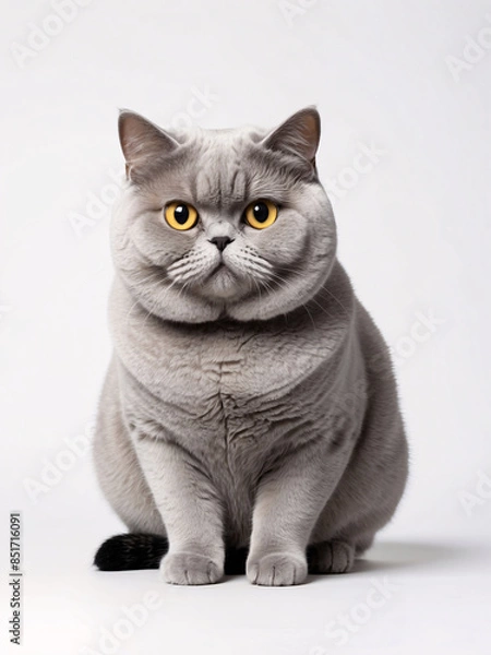 Obraz Gray British Shorthair Cat with Yellow Eyes