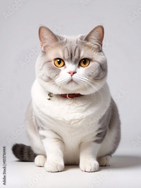 Obraz Portrait of a White and Gray British Shorthair Cat