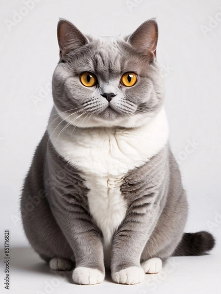 Obraz Portrait of a British Shorthair Cat with Yellow Eyes