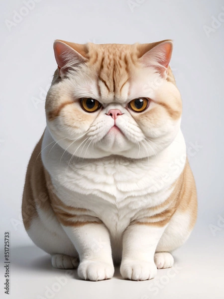 Obraz Portrait of a Grumpy White and Orange Tabby Cat