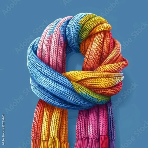 Fototapeta Warm knitted scarf flat design front view