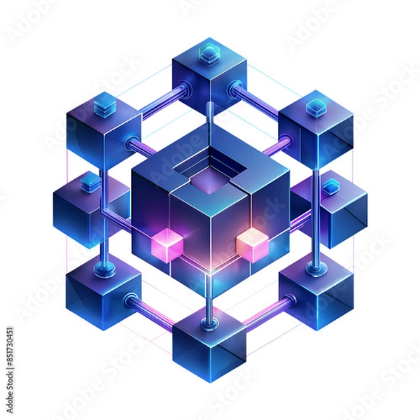 Fototapeta Blockchain Technology PNG Concept Digital Ledger and Cryptocurrency
