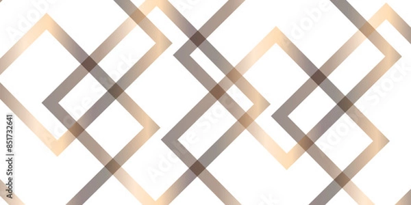 Fototapeta Abstract white background with diamond and square shapes layered in modern abstract pattern design, White color technology concept geometric golden gradient line vector background.