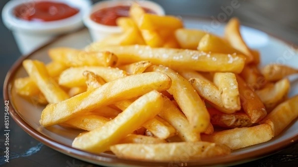 Fototapeta A plate of french fries with sauce