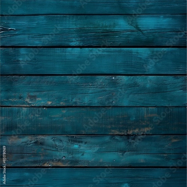 Obraz Rustic teal wooden planks background, weathered and textured, cool tones. Suitable Holidays: Independence Day (USA), Thanksgiving