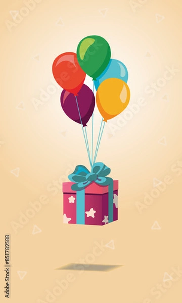 Fototapeta gift box with balloons