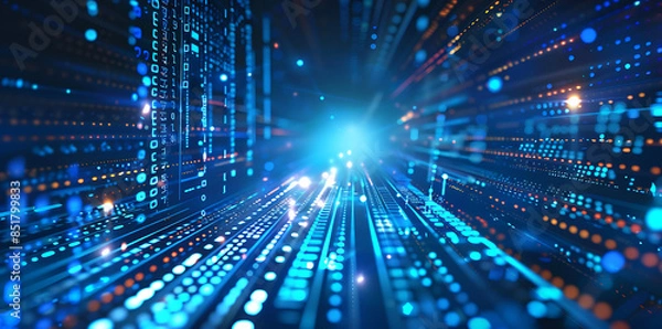 Fototapeta  Futuristic Tech: High-Speed Data Transfer and Cyber Security