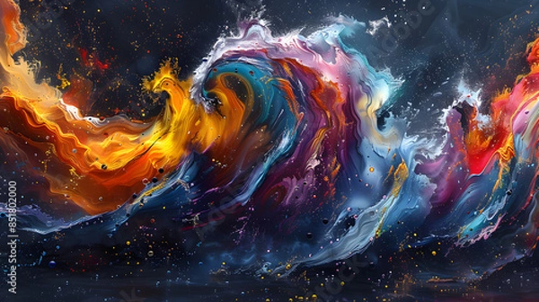 Fototapeta A dynamic abstract wave with bright colors and a sense of fluid motion