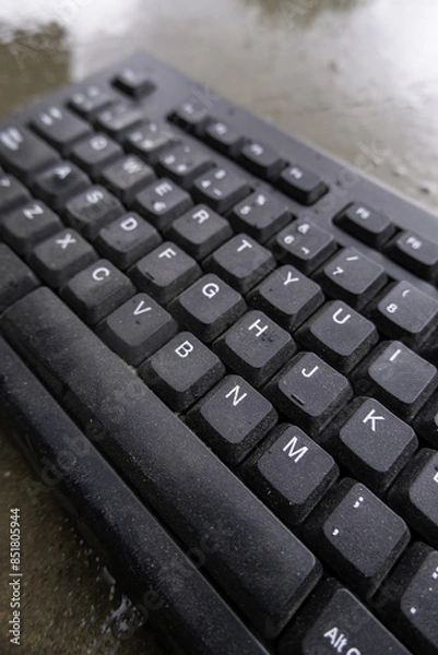 Fototapeta Old and dirty computer keyboard