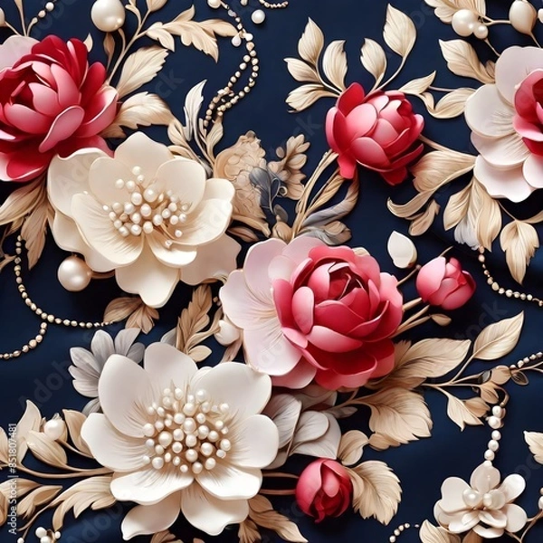 Obraz Seamless 3D Floral Background Pattern