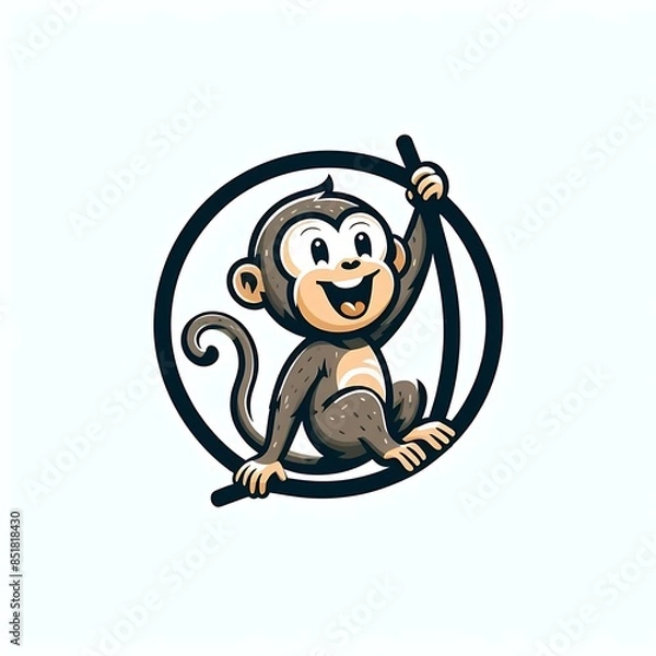 Obraz A monkey design colours drawing graphic on a rope Vibrant Artistic vector highquality.
