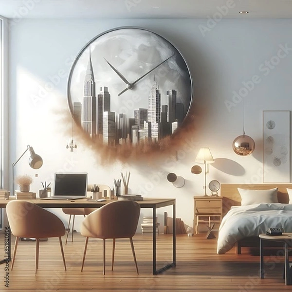 Obraz A room style interior set design with a clock on the wall informative Vibrant Vibrant.