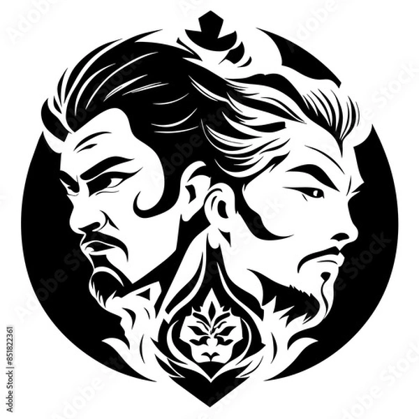 Fototapeta Two men's face tattoos