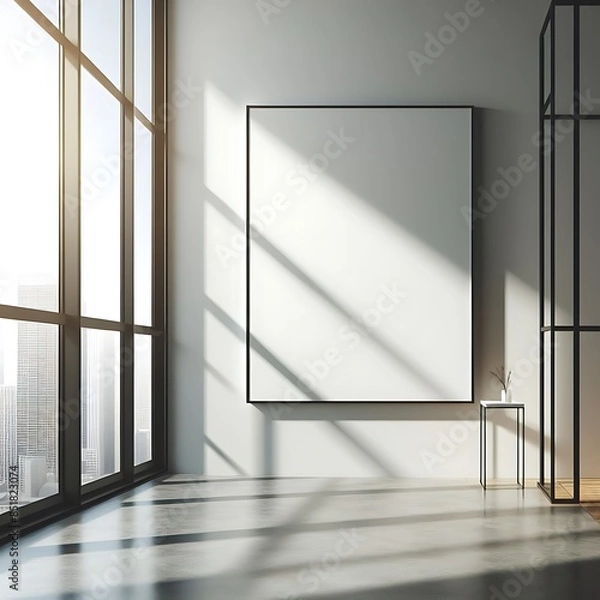Obraz A room style interior set design with Modern commercial building interior with A large blank white screen frame on the wall creative Vibrant Vibrant.