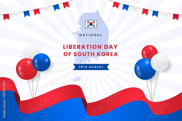 Obraz National Liberation Day of South Korea flat design template background