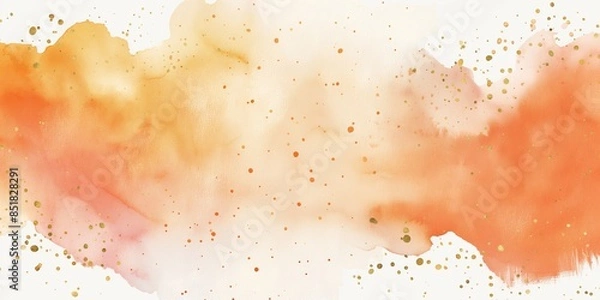 Obraz Abstract orange and gold watercolor background, vibrant artistic design. Suitable Holidays: World Art Day, International Artist's Day, Thanksgiving