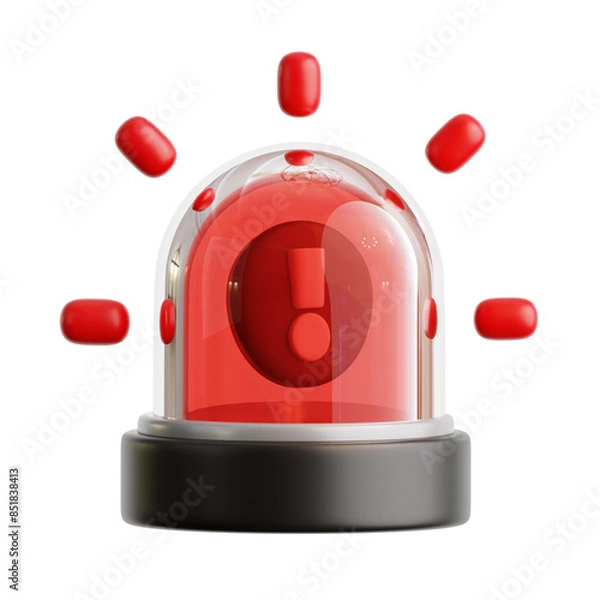 Fototapeta alarm alert security sign for dangerous workplace 3d icon illustration render design