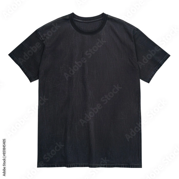 Fototapeta PNG Oversized Acid Washed Black Blank T-shirt Mockup Isolated On Transparent Background