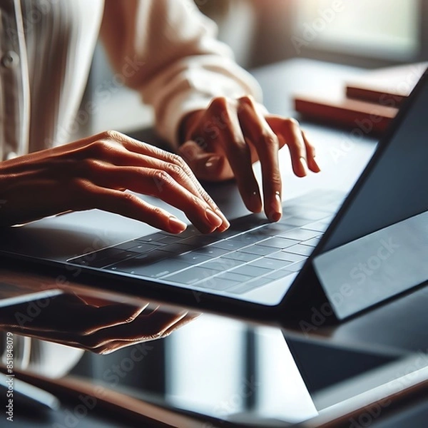 Obraz A person typing on a laptop relevant unique.