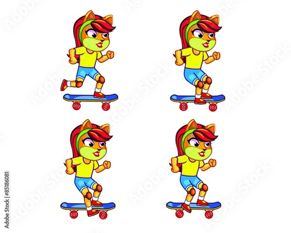 Fototapeta Kitty Skate Board Pumping Sprite