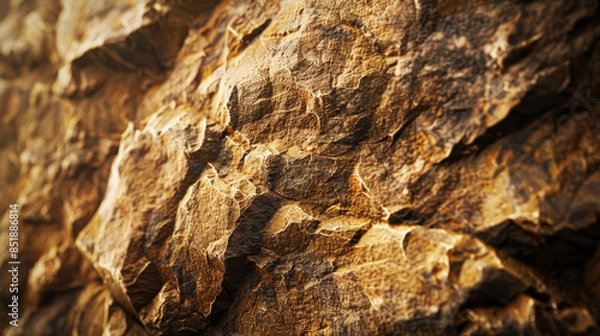 Fototapeta Close-up of rugged rocky surface with detailed textures and warm earthy tones, perfect for backgrounds, design projects, and nature themes.
