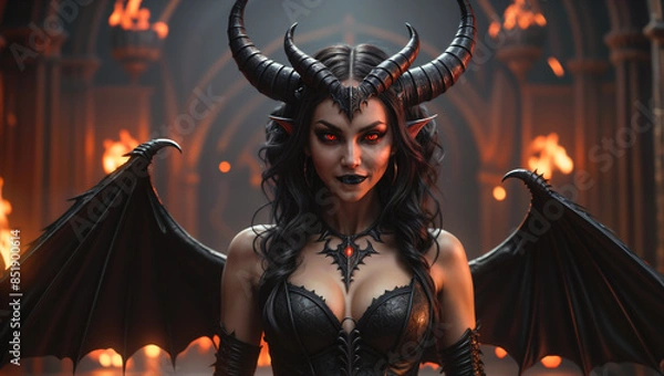 Obraz Portrait of succubus in hell - Generative AI
