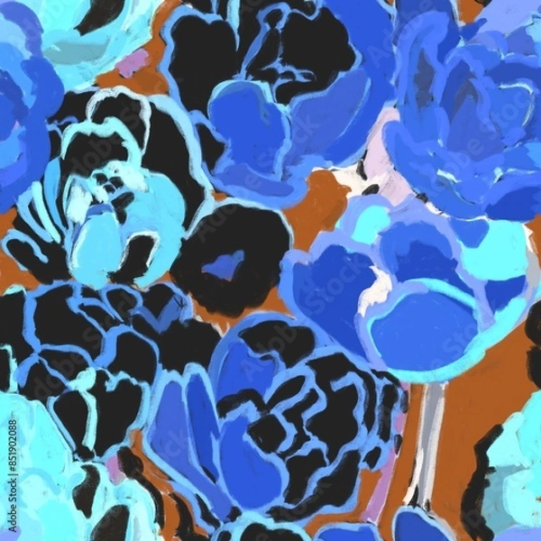 Fototapeta Seamless pattern with decorative flowers