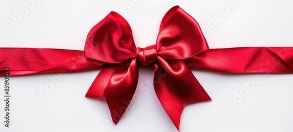 Fototapeta Red bow on white background