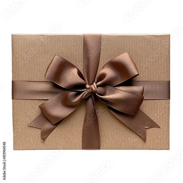Fototapeta gift box with rectangular bow top view