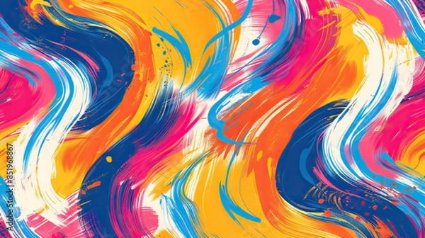 Obraz Vibrant and colorful vector seamless pattern, AI generative