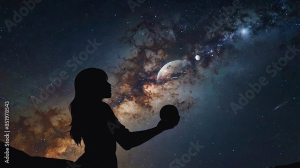 Fototapeta Lovers in the Stars: Silhouettes of Orihime and Hikoboshi Across the Milky Way
Minimalist design showcasing their silhouettes separated by the Milky Way.