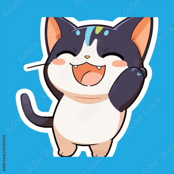 Obraz Happy Cat Sticker Vector Design