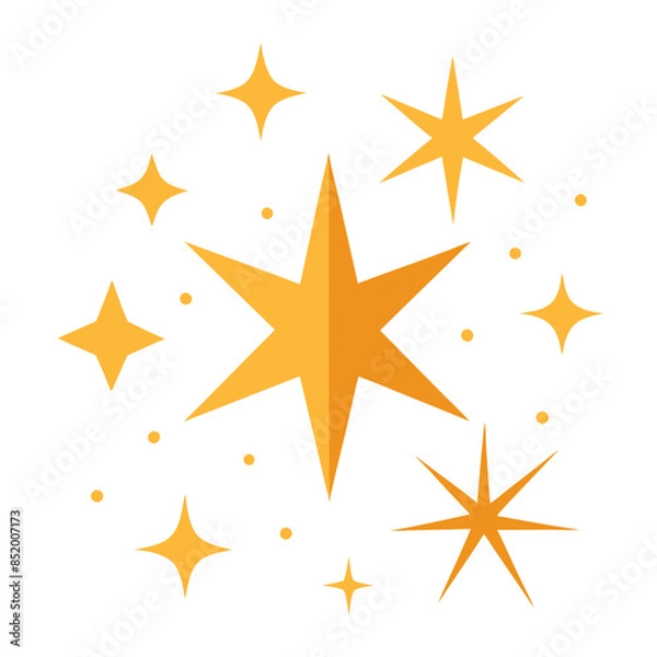 Fototapeta Vector flat sparkling star collection