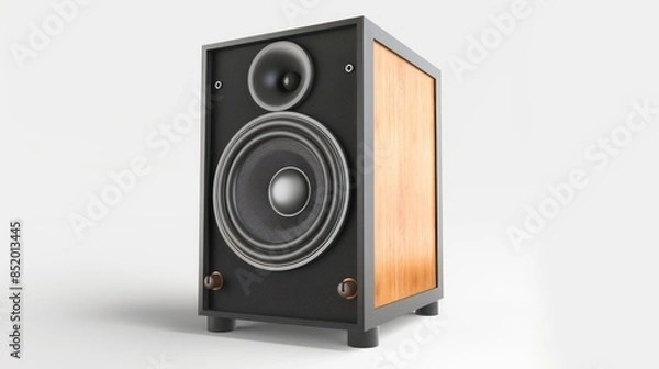 Fototapeta High fidelity speaker isolated on white background, realistic photo for quality sound enthusiasts