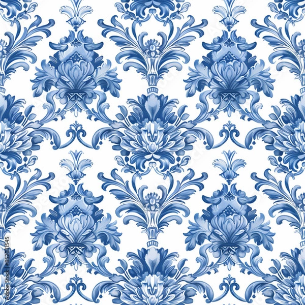 Obraz Blu royal pattern on white backround, regency style