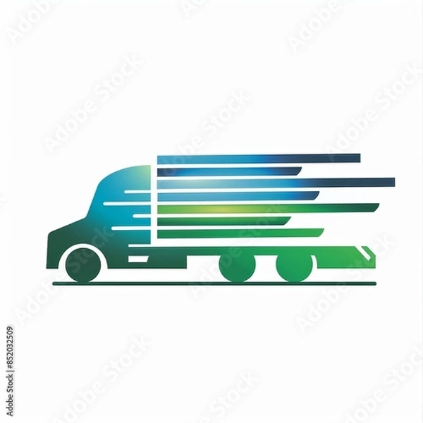 Obraz logistic truck fast delivery logo icon illustration design in blue green colors, logo for delivery company; truck and speed lines; marketplace logo