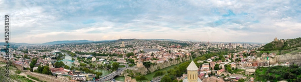 Fototapeta View of Tbilisi from a high point. Tourist view of the Georgian city of Tbilisi.
