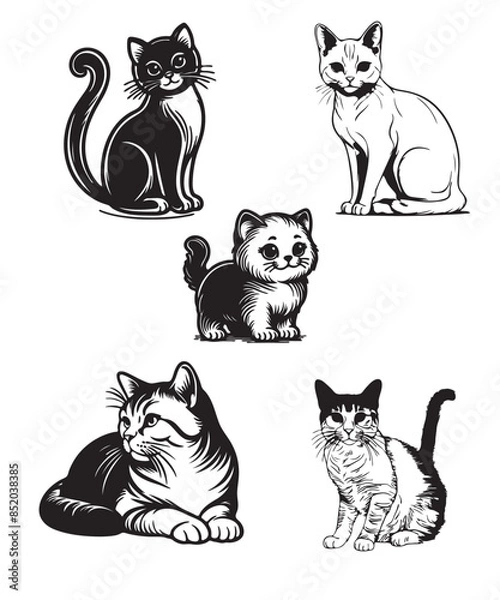Fototapeta  Black-outline-of-a-cat-on-a-white-background