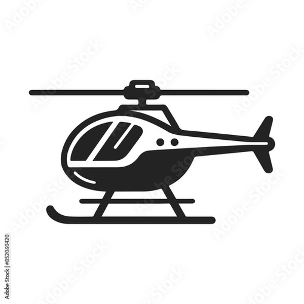 Fototapeta helicopter icon symbol vector illustration. helicopter front view vector design. Black silhouette of helicopter on white background.