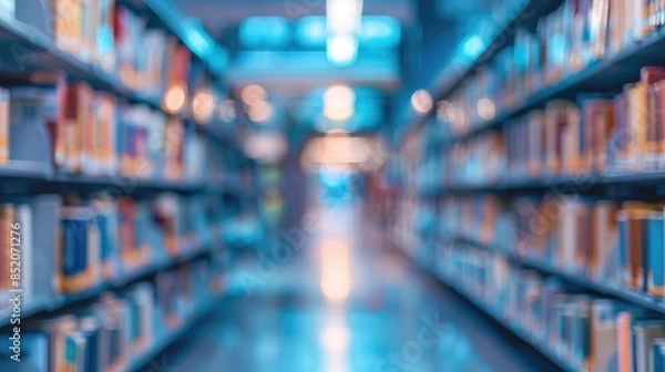 Obraz Blurred public library interior for business or education concepts